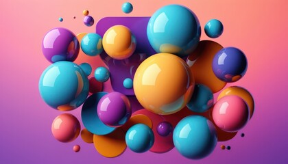 Glossy Shapes Floating on a Gradient Canvas