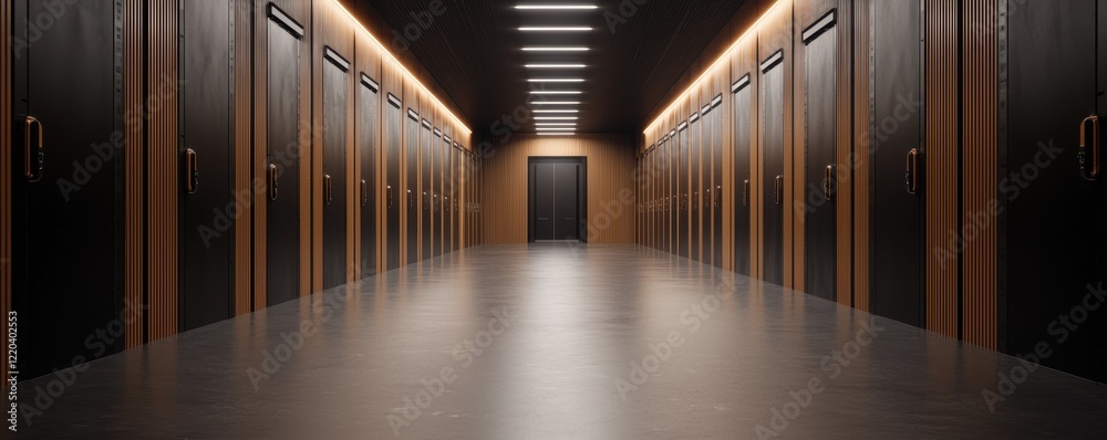Aufkleber clean energy solar startup concept. modern corridor in a data center with sleek storage units and am