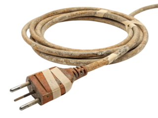 Old electric wire isolated on transparent background.