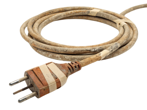 Old electric wire isolated on transparent background. - Powered by Adobe