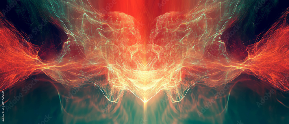 Fototapete Digital waves create a vibrant abstract background with a central focus area