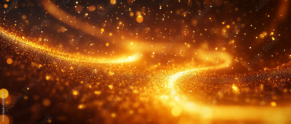 Fototapete Flowing digital particles create vibrant abstract background with central data visualization area