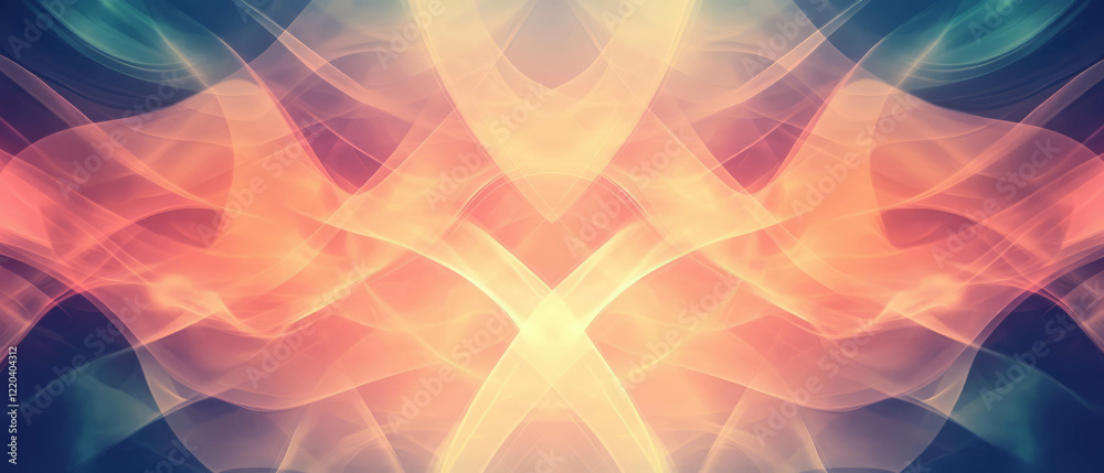 Poster dynamic geometric waves create a modern abstract design with central space for text