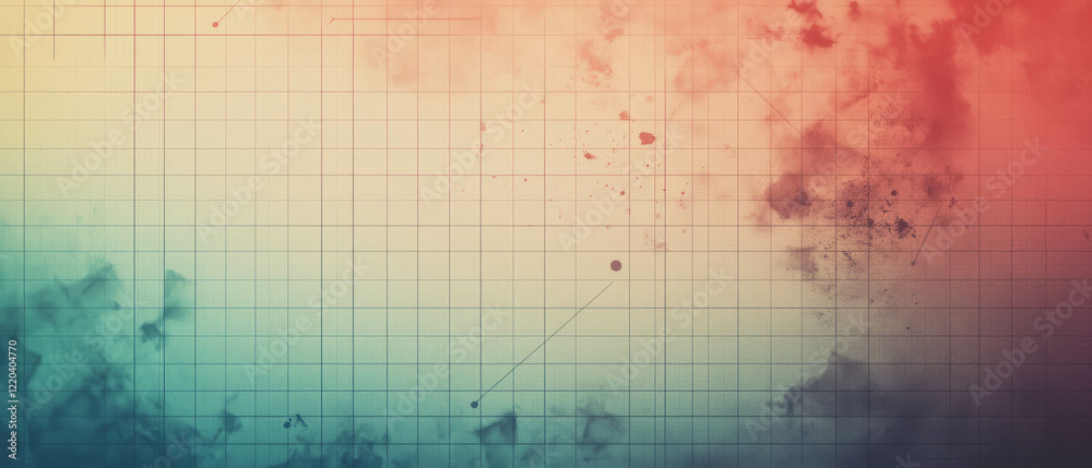 Poster abstract background with graph paper and empty center for creative design projects