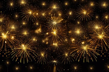 Fototapeta premium Golden fireworks exploding against a dark night sky, creating a festive and celebratory atmosphere