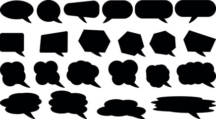 Fototapeta premium Dialogue Box Silhouette Vector Icon Set - Speech Bubble Shapes,Dialogue Boxes for Comics, Chat, and Design Projects Collection for Graphic Design.