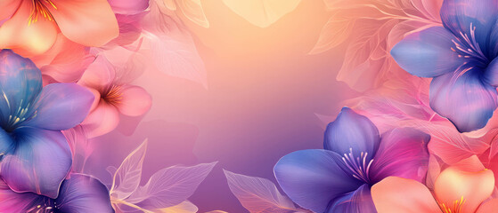 Obraz premium Holographic gradients and floral patterns create a vibrant abstract background design