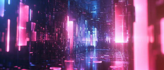 Fototapeta premium Holographic light leaks create a surreal visual experience with nostalgic ambiance