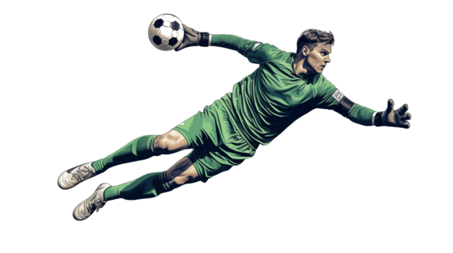 Dynamic Soccer Goalie Making a Save Action Shot  - Powered by Adobe