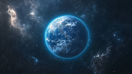 Obraz premium A background of space with a blue Earth and starlight