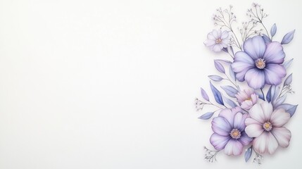 Delicate Floral Arrangement with Soft Purple and White Blooms on Light Background