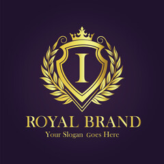 Luxury Gold Monogram Logo - Letter I