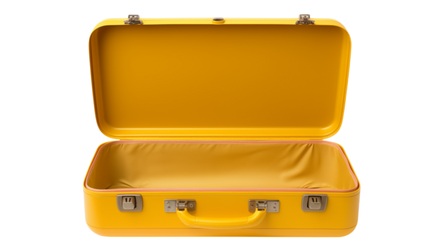 Empty Yellow Suitcase on a transparent background