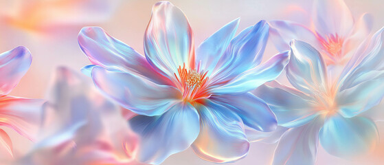 Fototapeta premium Iridescent floral design showcasing vibrant abstract flowers on a modern background