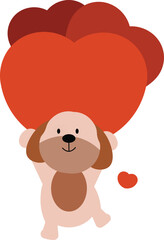 The puppy and his various heart. Providing love to someone who take care him and more love vector.