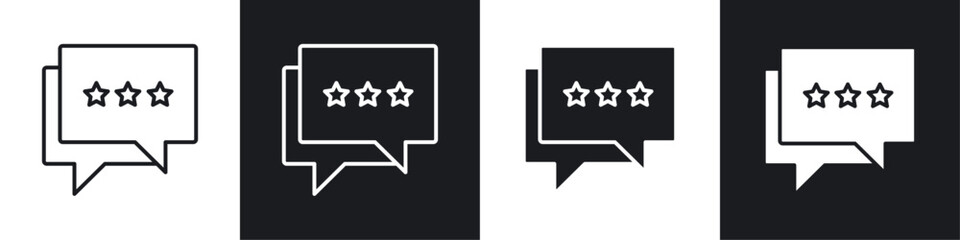 Feedback icons collection in black and white solid and line style