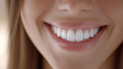 Fototapeta premium Radiant Smile of a Young Woman with Perfectly White Teeth