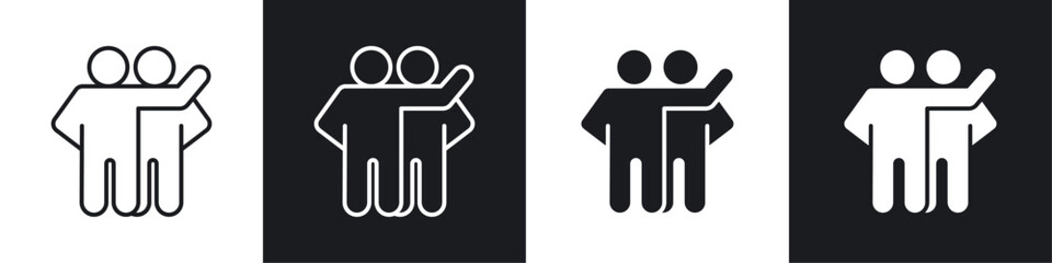 Friends icons collection in black and white solid and line style