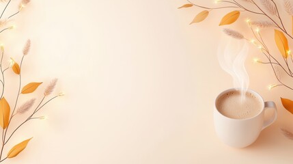 Cozy Autumn Vibes with Coffee and Delicate Floral Accents