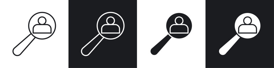 Hiring icons collection in black and white solid and line style