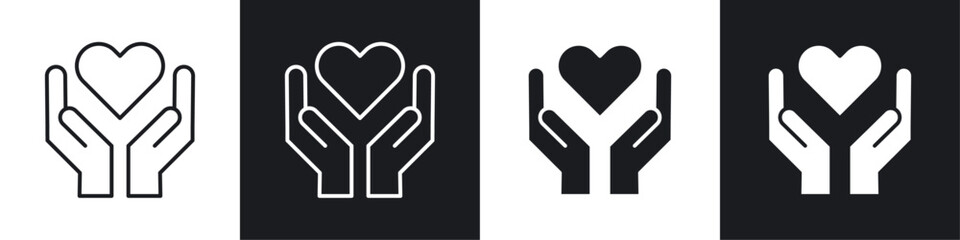 Life insurance icons collection in black and white solid and line style
