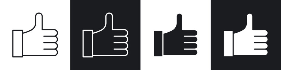 Like icons collection in black and white solid and line style