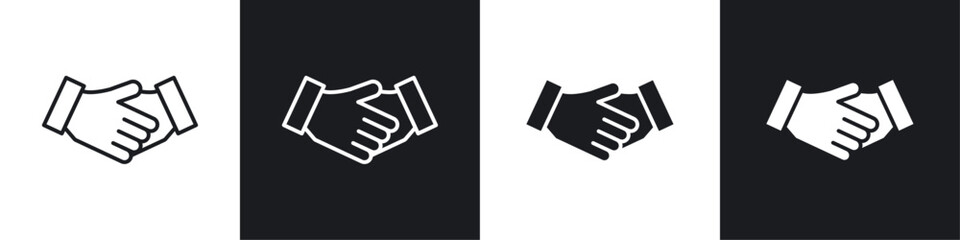 Partnership icons collection in black and white solid and line style