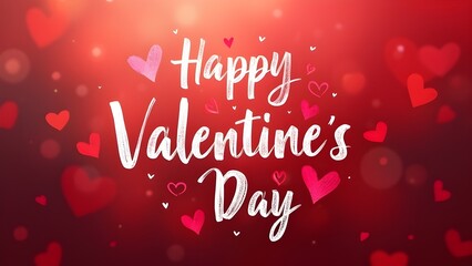 Happy Valentine's Day Greeting With Red Background and Floating Hearts