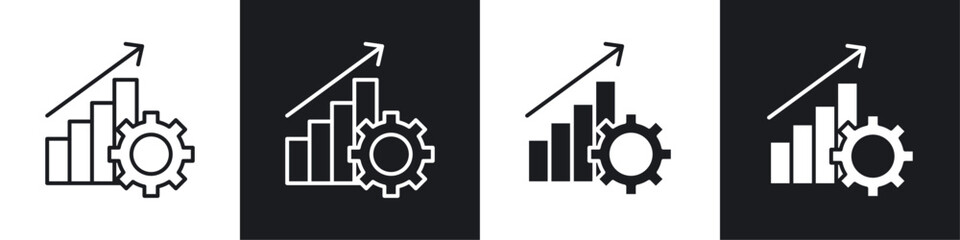 Productivity icons collection in black and white solid and line style