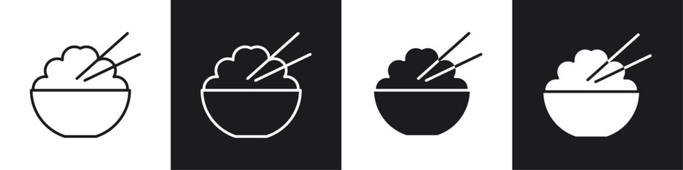 Rise Bowl icons collection in black and white solid and line style