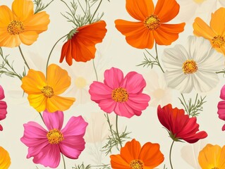 Fototapeta premium Seamless Multi-colored Cosmos Pattern