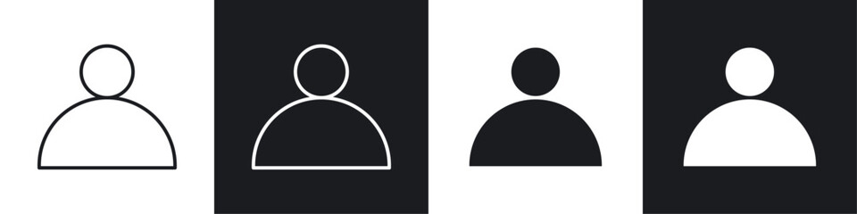 User icons collection in black and white solid and line style