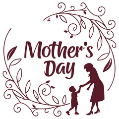 Happy Mother's Day Vintage Advertisement Style with Bold Letters and Leaf Patterns. Perfect for: Mother's Day, family gatherings, vintage-themed events