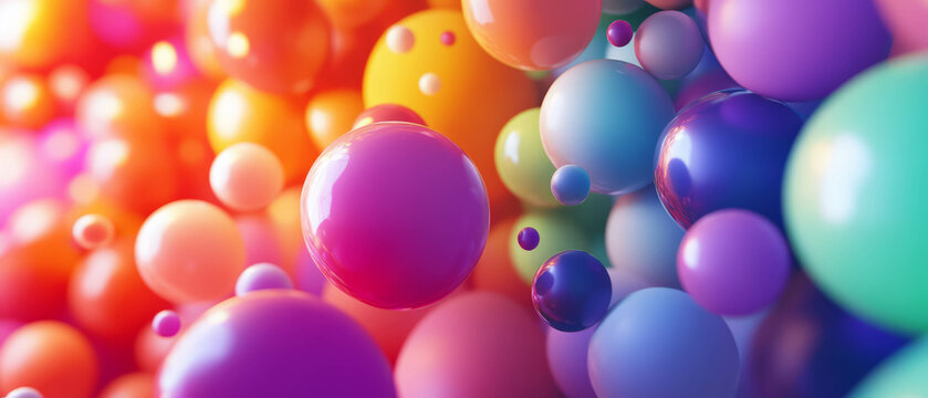 Vibrant celebration with rainbow balloons creating a joyous atmosphere for festive gatherings