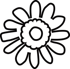 ガーベラの白黒線画ベクターイラスト