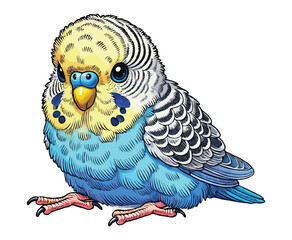 Budgerigar color on a white background