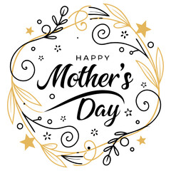 Obraz premium Happy Mother's Day with Golden Embellishments and Sparkles. Perfect for: Mother's Day, glamorous parties, formal dinners