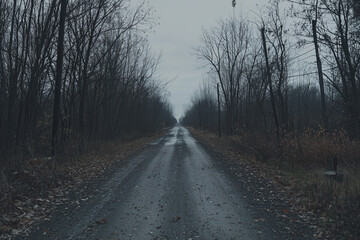 Fototapeta premium Misty Autumn Country Road