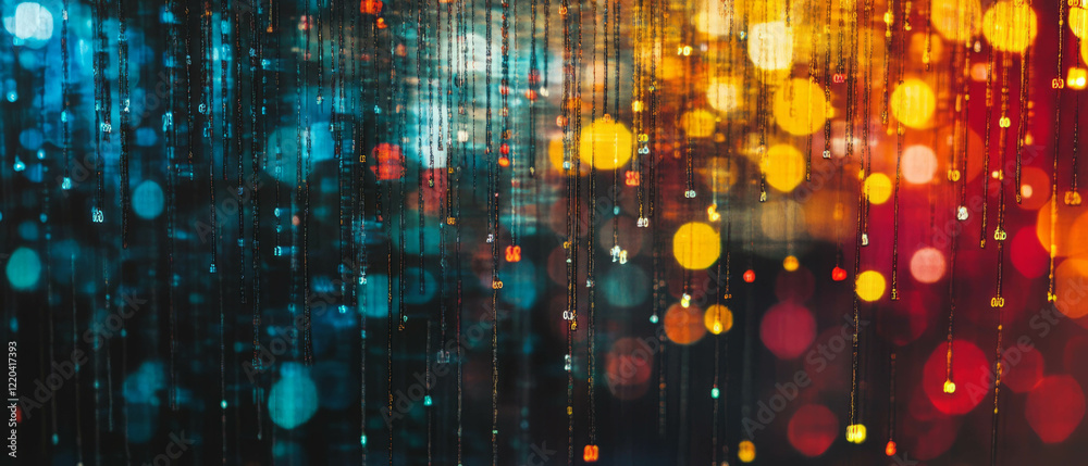 Poster exploration of digital rain and coding ripples in an abstract tech landscape