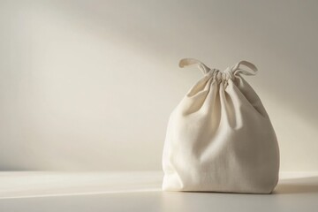 Simple White Fabric Bag on a Light Surface with Soft Light