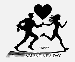 Romantic Couple Silhouette Vector Illustration