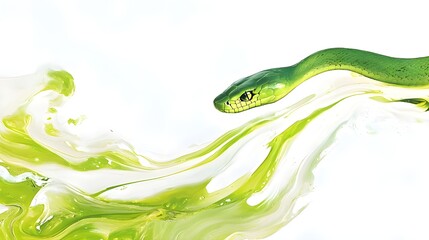Fototapeta premium Green Snake Ascending: Abstract Fluid Art with Vibrant Green Hues