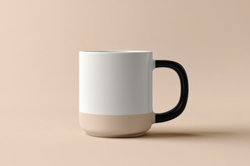Modern Minimalist Ceramic Mug on Soft Beige Background Design