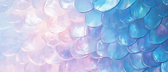 Soft shades of mermaid scales create a delicate abstract background with a gentle banner