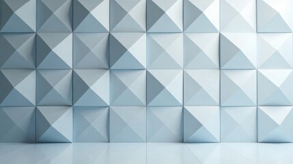 Fototapeta premium Abstract light blue pyramidal wall pattern background design for modern interior decor
