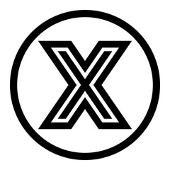 Black and White Bold Letter X in a Circle Logo