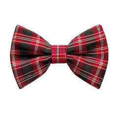 Red Plaid Bow Tie Cut Out isolated on transparent background