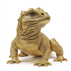 Obraz premium Golden lizard figurine, detailed scales, regal pose.