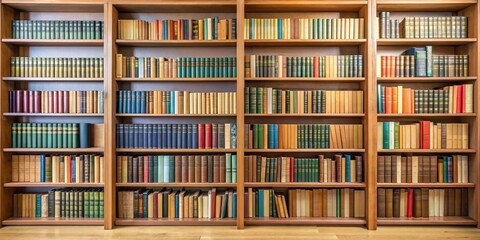 Bookshelf lined with neatly stacked books in a quiet study room , study, bookshelf