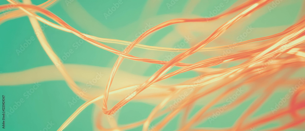 Poster wires flowing dynamically with rhythmic energy visualization in an abstract background